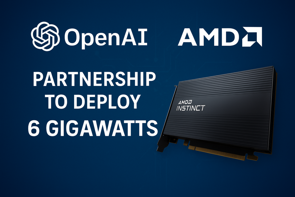 Logos da OpenAI e AMD