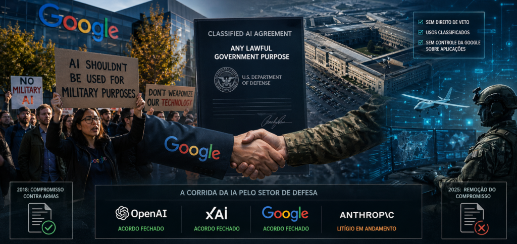Google fecha acordo com o Pentágono apesar de protestos internos e reacende debate sobre uso militar da IA